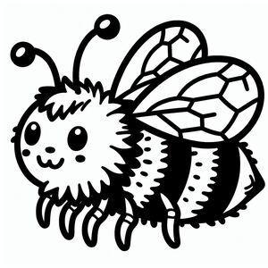 A black and white drawing of a bee 2