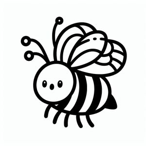 A black and white drawing of a bee 3