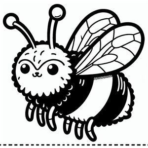 A black and white drawing of a bee 4