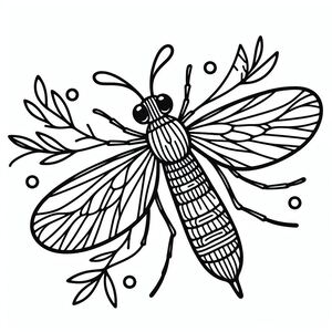 A black and white drawing of a bug