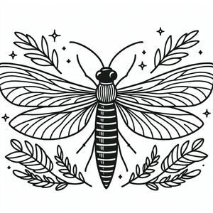 A black and white drawing of a dragonfly 4