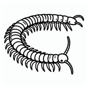 A black and white drawing of a worm