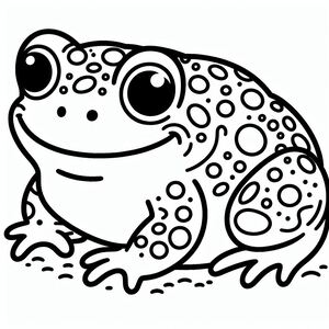 A black and white frog sitting on the ground 4