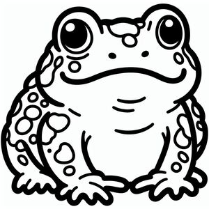 A black and white frog sitting on the ground