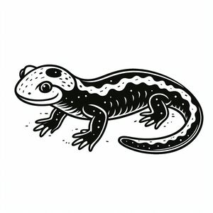 A black and white drawing of a lizard 3