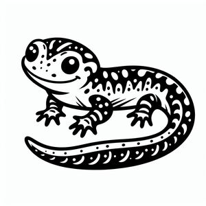 A black and white drawing of a lizard