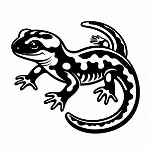 A black and white image of a lizard