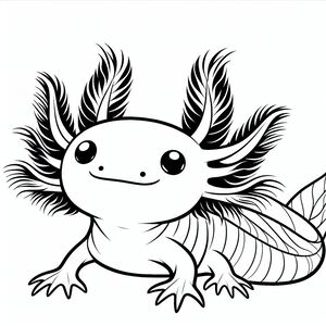 A black and white image of a lizard with long hair