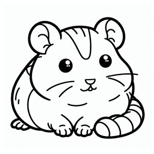 A cartoon hamster sitting on the ground