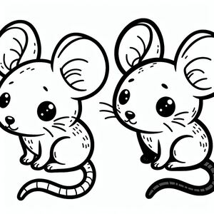 Two cartoon mouses sitting next to each other