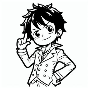 A drawing of a boy in a suit