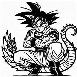 A black and white drawing of a dragon
