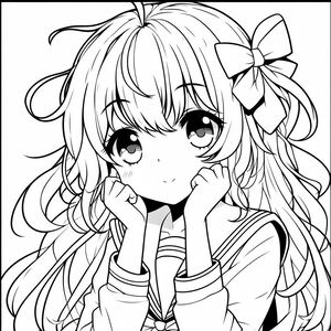 A girl with long hair and a bow in her hair
