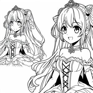 A couple of anime girls with long hair