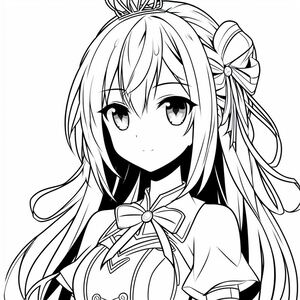 A girl with long hair and a bow in her hair