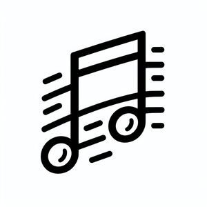 A black and white icon of a musical note