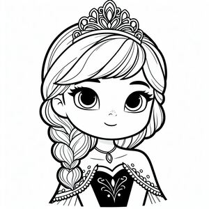 A coloring page of a princess with long hair 3