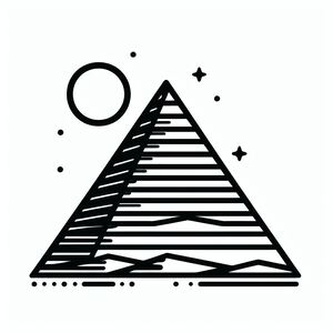 A black and white drawing of a pyramid 3