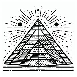 A black and white drawing of a pyramid 4