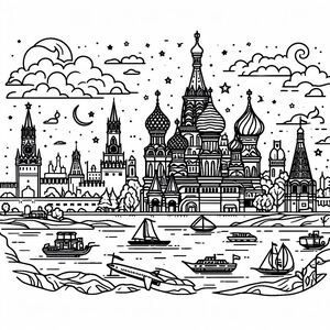 A black and white drawing of a city 3