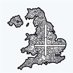 A black and white drawing of a map of england 3