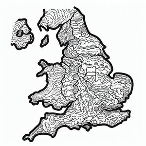 A black and white map of england