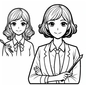 A woman in a suit and a girl in a suit