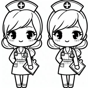 A girl nurse and a girl nurse coloring pages