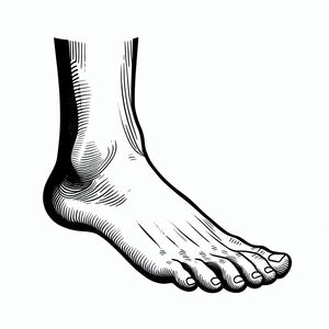 Bản vẽ đen trắng của bàn chân 1