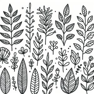 A black and white drawing of leaves 4