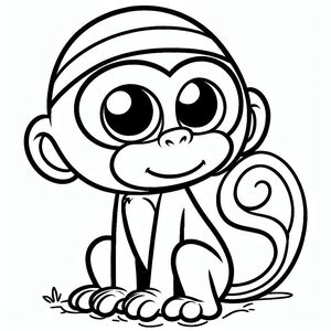 A cartoon monkey with a hat on its head