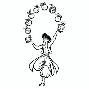 A drawing of a woman holding fruit in her hands
