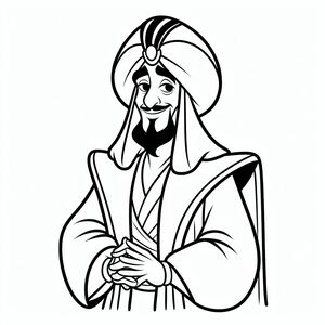 A black and white drawing of a man in a turban 3