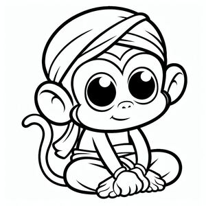 A cartoon monkey with a towel on its head