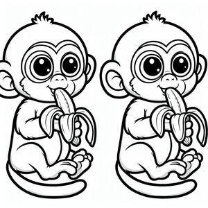 A cartoon monkey eating a banana