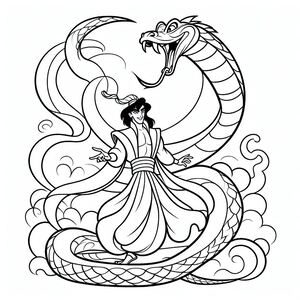 A drawing of a woman with a snake on her shoulder