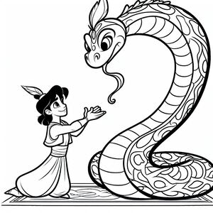 A girl and a dragon coloring pages