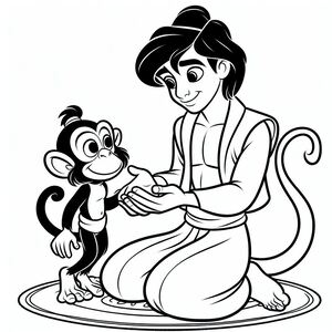 Một nhân vật hoạt hình giúp một con khỉ