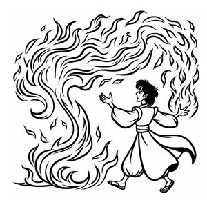 Một bức vẽ của một người phụ nữ với một ngọn lửa trong tay