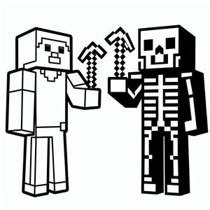 Minecraft Steve vs. Skeleton