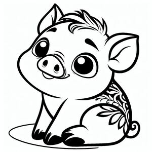 A cartoon pig sitting on the ground