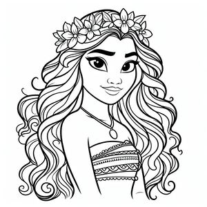 A girl with long hair and flowers in her hair