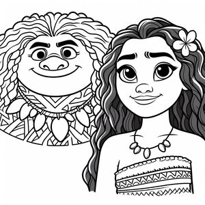 A girl with long hair and a sesame character