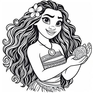 A girl with long hair holding a shell