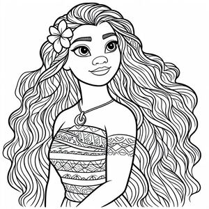 A girl with long hair and a flower in her hair