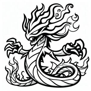 A black and white drawing of a dragon 4