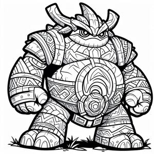 A drawing of a cartoon character in black and white
