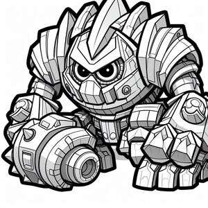 A black and white drawing of a robot