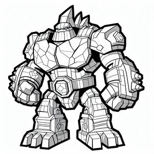 A coloring page of a giant robot