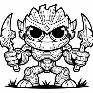 A coloring page of a cartoon character